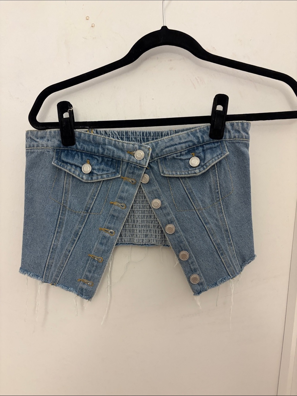 SHEIN Light Blue Denim Corset Crop Top